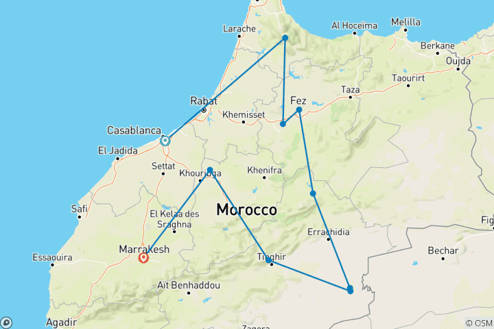 Mapa de Lo mejor de Marruecos