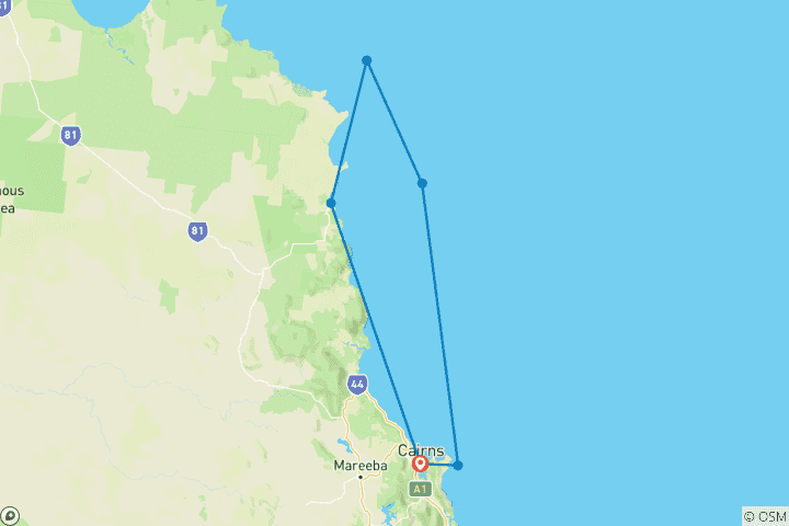 Kaart van Great Barrier Reef Discovery Cairns → Cairns (2027)