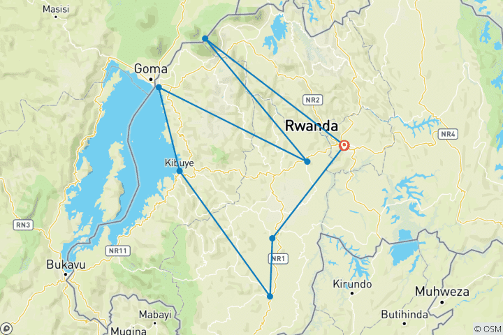 Karte von Kulturreise in Ruanda 10-Tage
