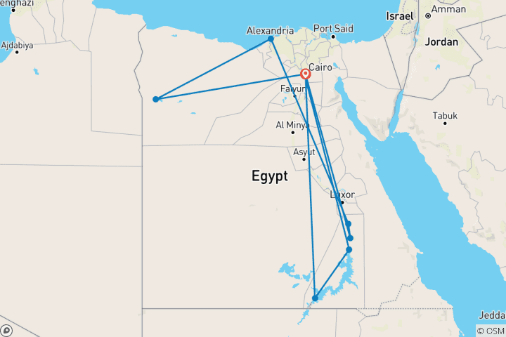 Kaart van Klassieke rondreis Egypte in 14 dagen