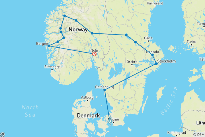 Karte von Spektakuläres Skandinavien und seine Fjorde - Kleine Gruppe (Kleine Gruppe)