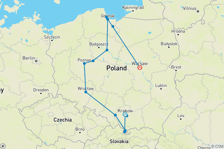Karte von Highlights von Polen - Kleine Gruppe (Kleine Gruppe)