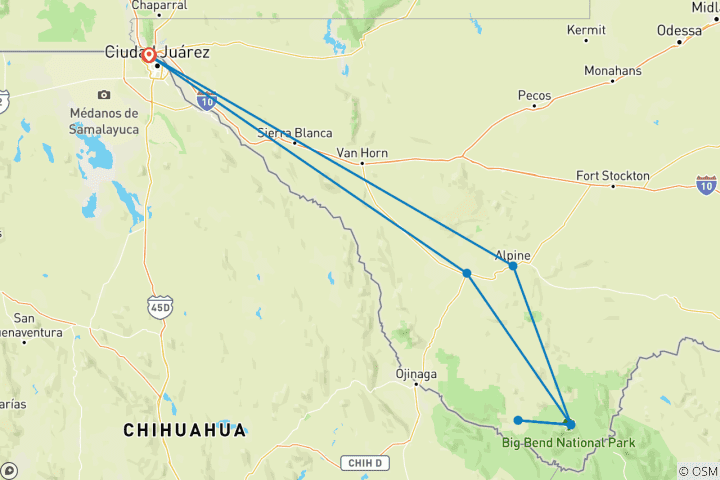 Karte von Big Bend Erkundung und Wandern (nur für Frauen)