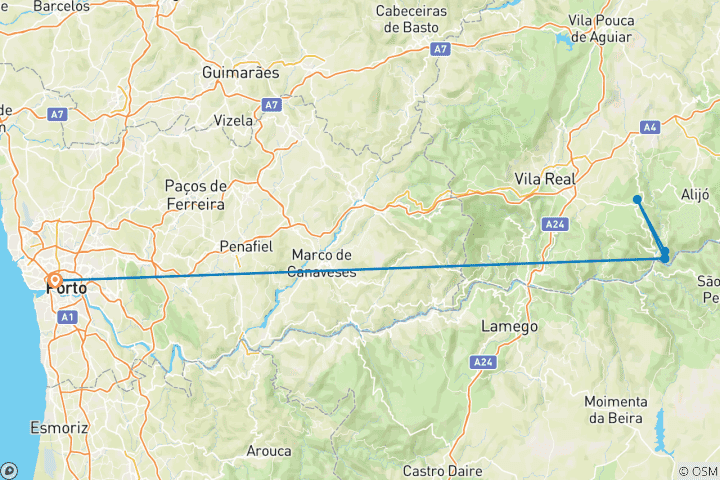 Karte von Portugal - Kurztour Porto & Douro (Superior-Variante) (3 Tage)