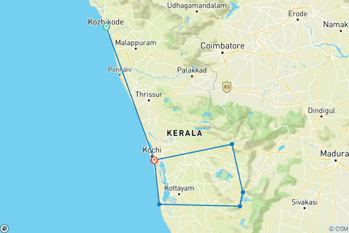 Carte du circuit Kerala romantique