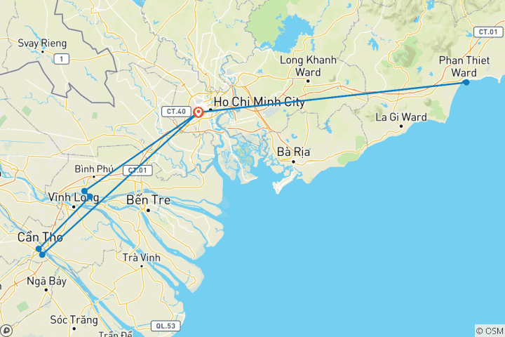 Karte von New Year's Eve in Saigon & swimming - Vietnam (incl. flight)