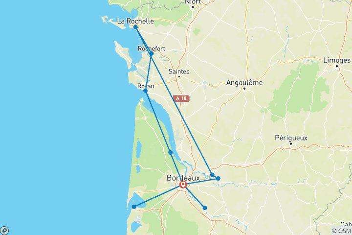 Map of Aquitaine Reimagined: Bordeaux, Its Rivers and Great Wines ¿ An Exclusive Cruise with Lunch at a Château (port-to-port cruise)