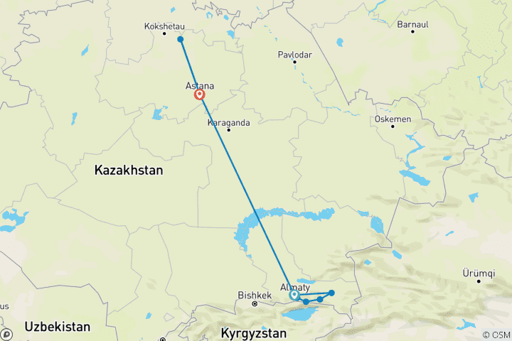 Carte du circuit Kazakhstan : Des canyons à la capitale