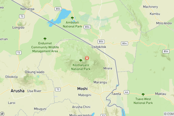 Kaart van KILIMANJARO TREKKING SHIRA ROUTE DAGTOCHT