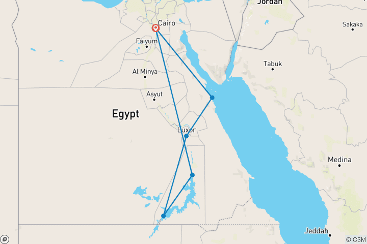 Kaart van Egypte gezinsvakantie 13 dagen 12 nachten