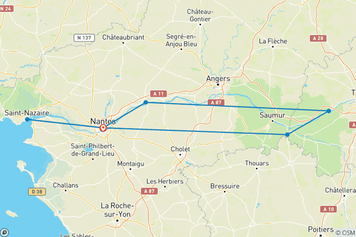 Map of The Loire: between cultural immersion, traditional folklore and local flavors (port-to-port cruise)