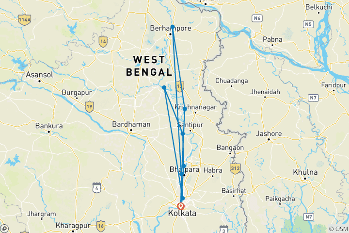 Karte von Kolkata und Unterer Ganges Kreuzfahrt Kolkata → Kolkata (2027)