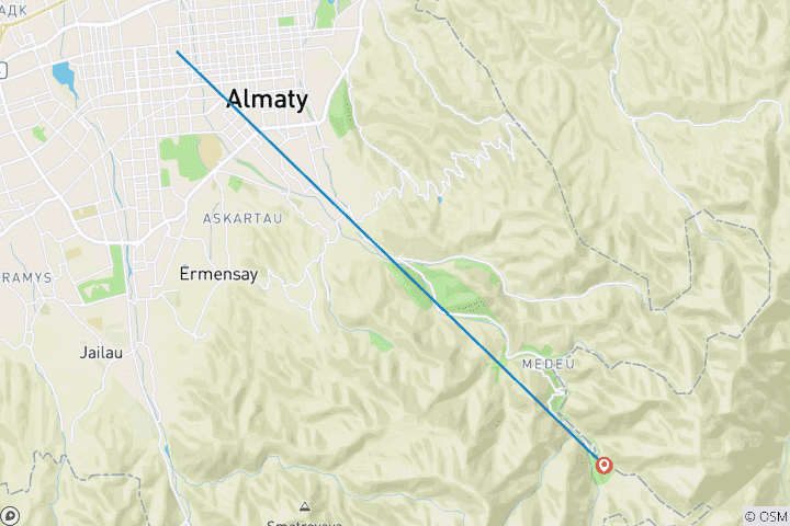 Map of Almaty Peaks & City Highlights Adventure