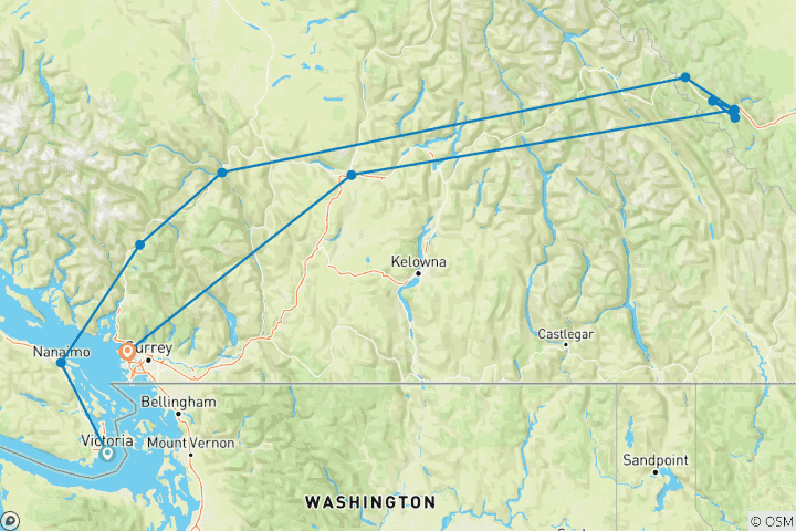 Map of Rockies Grandeur 2027 - 12 Days (11 destinations)