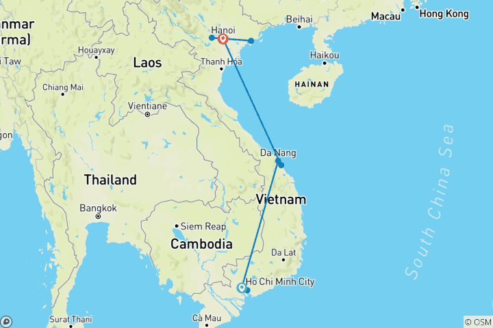Kaart van Vietnam Plezier voor het hele gezin - 9 dagen