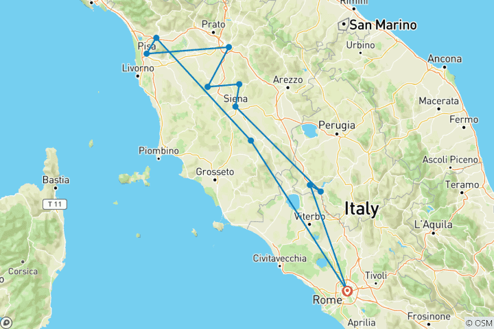 Mapa de Escapada a la Toscana (22 destinations)