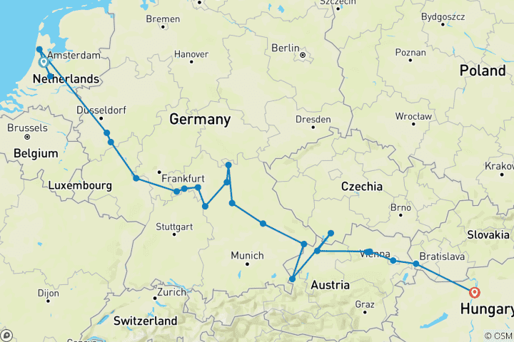 Carte du circuit Joyaux de l'Europe 2026 - 15 jours (24 destinations)