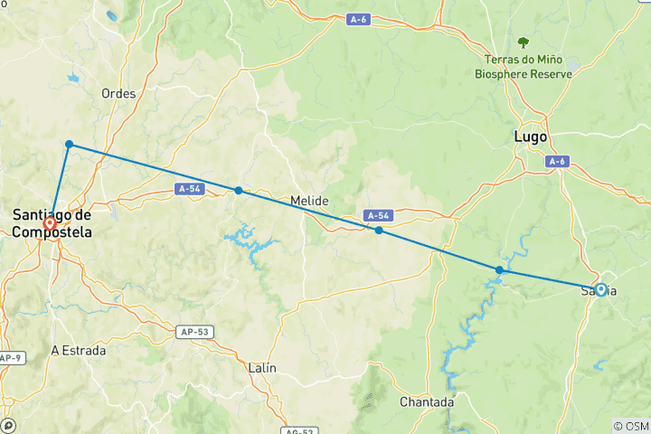 Kaart van Wandeling op de Jakobsroute (7 dagen)