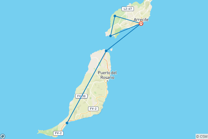 Map of Lanzarote and Fuerteventura Rental Car Tour Canary Islands Island Hopping