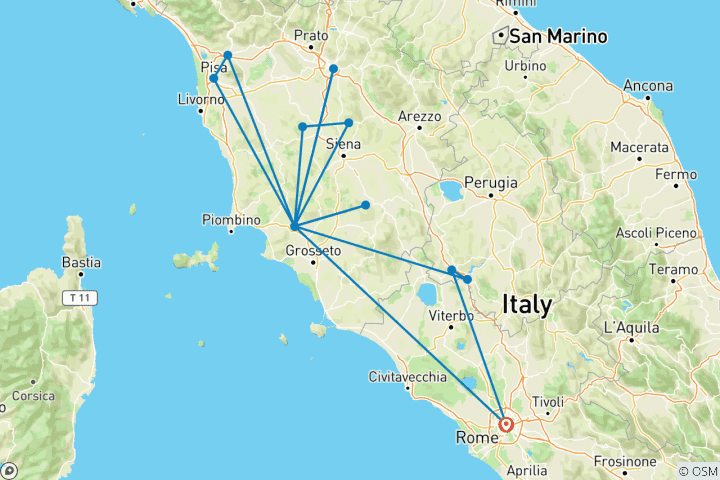 Map of Tuscan Escape (30 destinations)