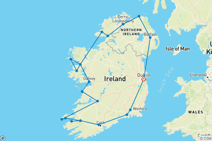 Mapa de Clásico irlandés en coche - 13 días /12 noches