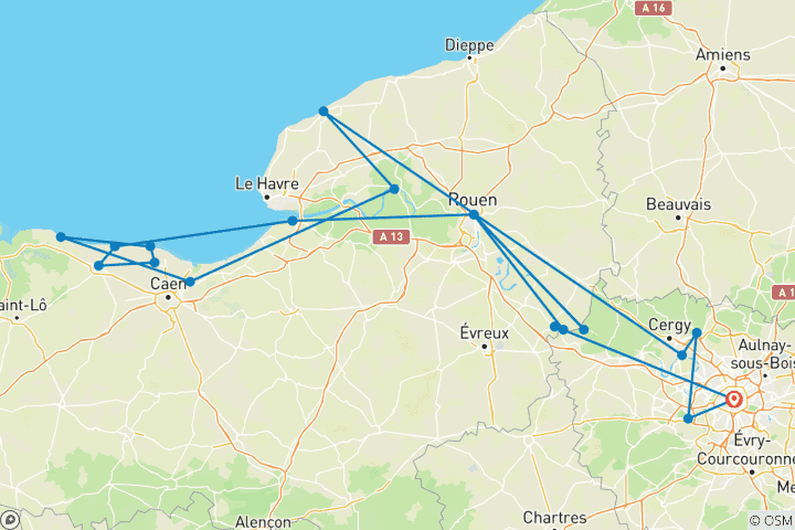 Map of Highlights of Normandy & the Seine 2026|2027 - 8 Days (20 destinations)