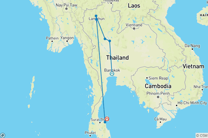 Carte du circuit Thaïlande Premium Vacances en famille