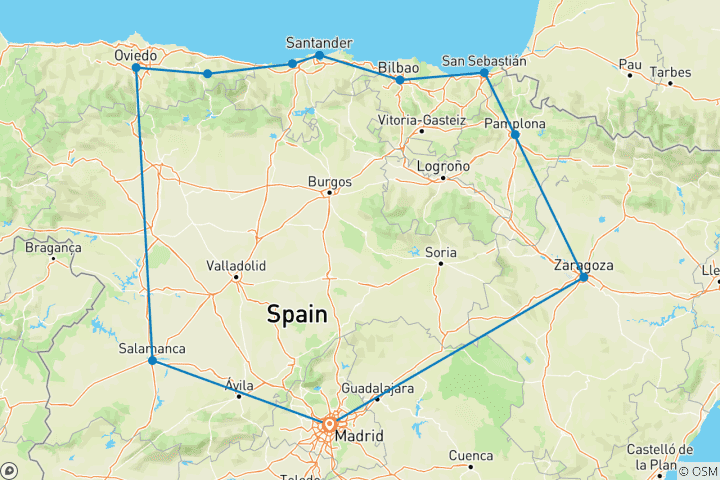 Kaart van 7-daagse Madrid & Groen Spanje