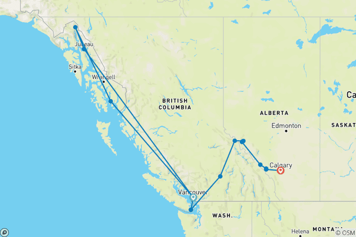 Map of Spectacular Canadian Rockies (Verandah Cruise)
