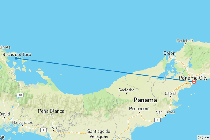 Map of 7 days Panama & Bocas del Toro