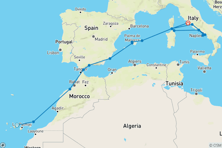 Mapa de Descubre Horizontes Intemporales: De Tenerife a Italia