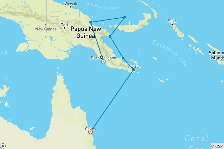 Carte du circuit De la Papouasie-Nouvelle-Guinée au nord tropical du Queensland