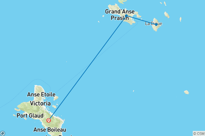 Karte von Seychellen und Mauritius Inselhüpfen