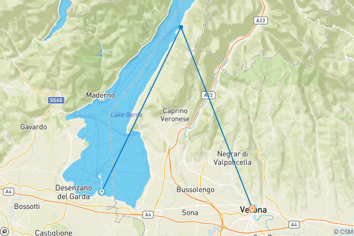 Mapa de Relajación en el Lago de Garda y excursión a Verona