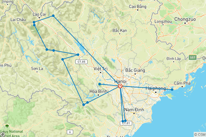 Mapa de Mística Vietnam - 13 días