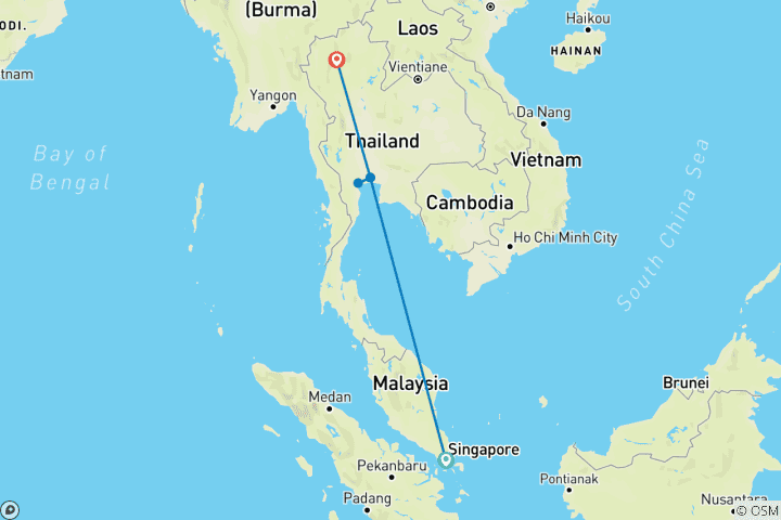 Karte von Ein unabhängiges Singapur mit Thailand