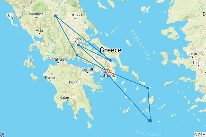 Carte du circuit La Grèce et ses îles : un voyage enchanteur - 9 jours