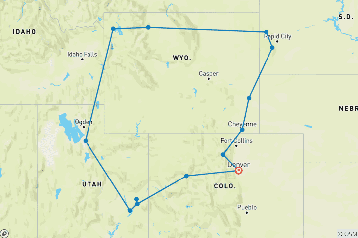 Kaart van Denver Loop & Rail - 10 dagen