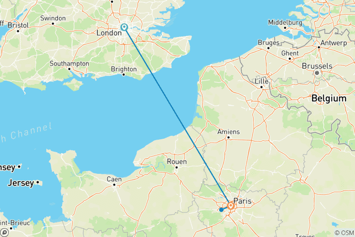 Mapa de Viaje a Londres y París (de Londres a París, 2027)