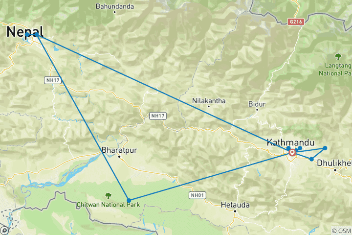 Mapa de Premium Nepal (14 destinations)
