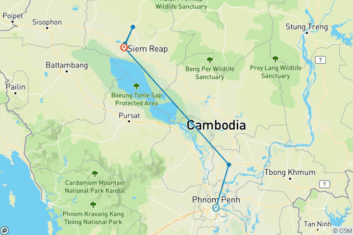 Kaart van Premium – Cambodja (8 bestemmingen)