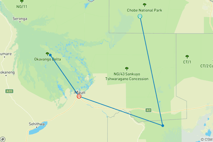 Map of Premium Botswana (5 destinations)