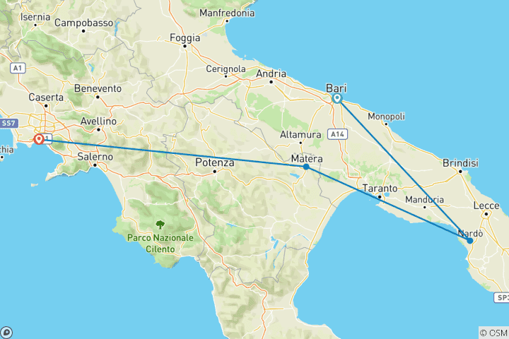 Carte du circuit Premium Puglia (4 destinations)