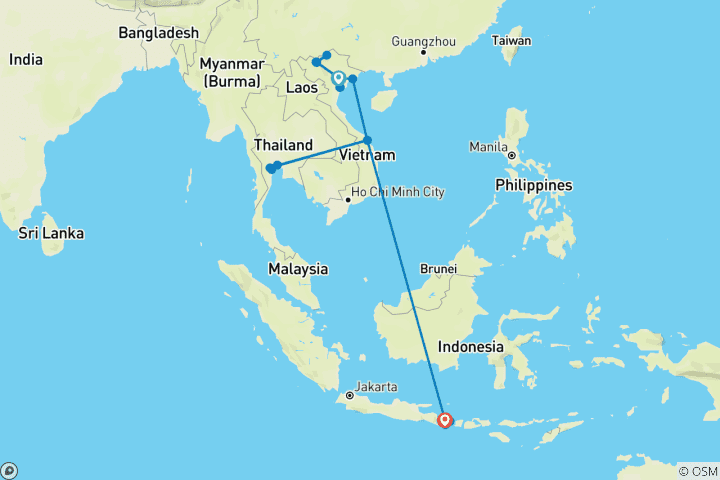 Carte du circuit L'esprit de l'Asie du Sud-Est - 16 jours