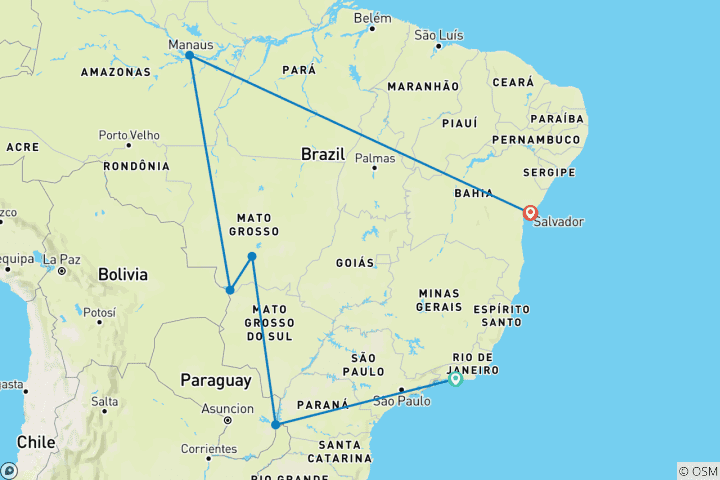 Carte du circuit Brésil : Panorama du Pantanal