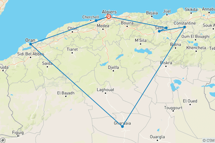 Karte von Algerien: Höhepunkte