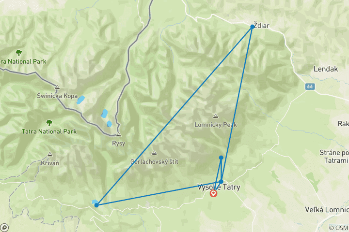 Mapa de Eslovaquia - Senderismo en los Altos Tatras (7 días)