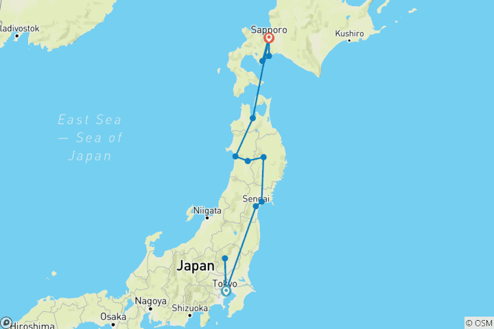 Map of Northern Japan - From the Lights of Tokyo to the Wilderness of Hokkaido