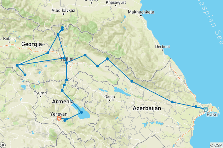 Karte von Premium Aserbaidschan, Georgien & Armenien