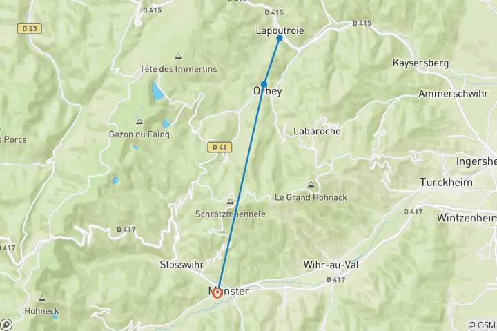 Kaart van Wandelen in de Hoge Vogezen met een vleugje charme (6 dagen)